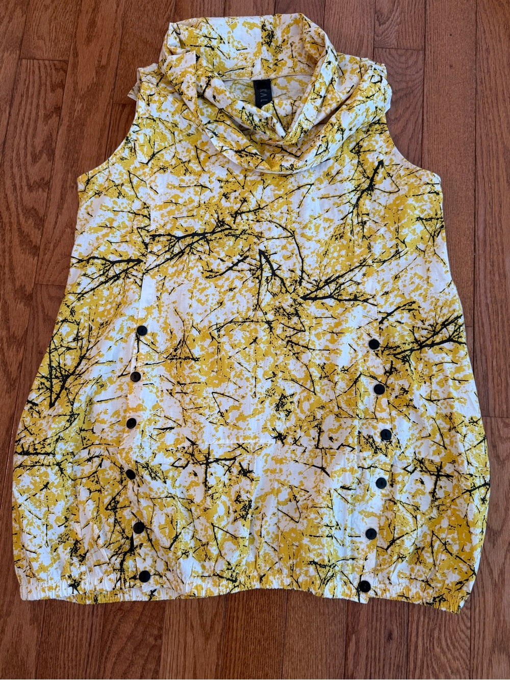 Kaliyana Forsythia Carnaby Yellow Decorative Cowl Neck BubbleTunic Dress Size 14